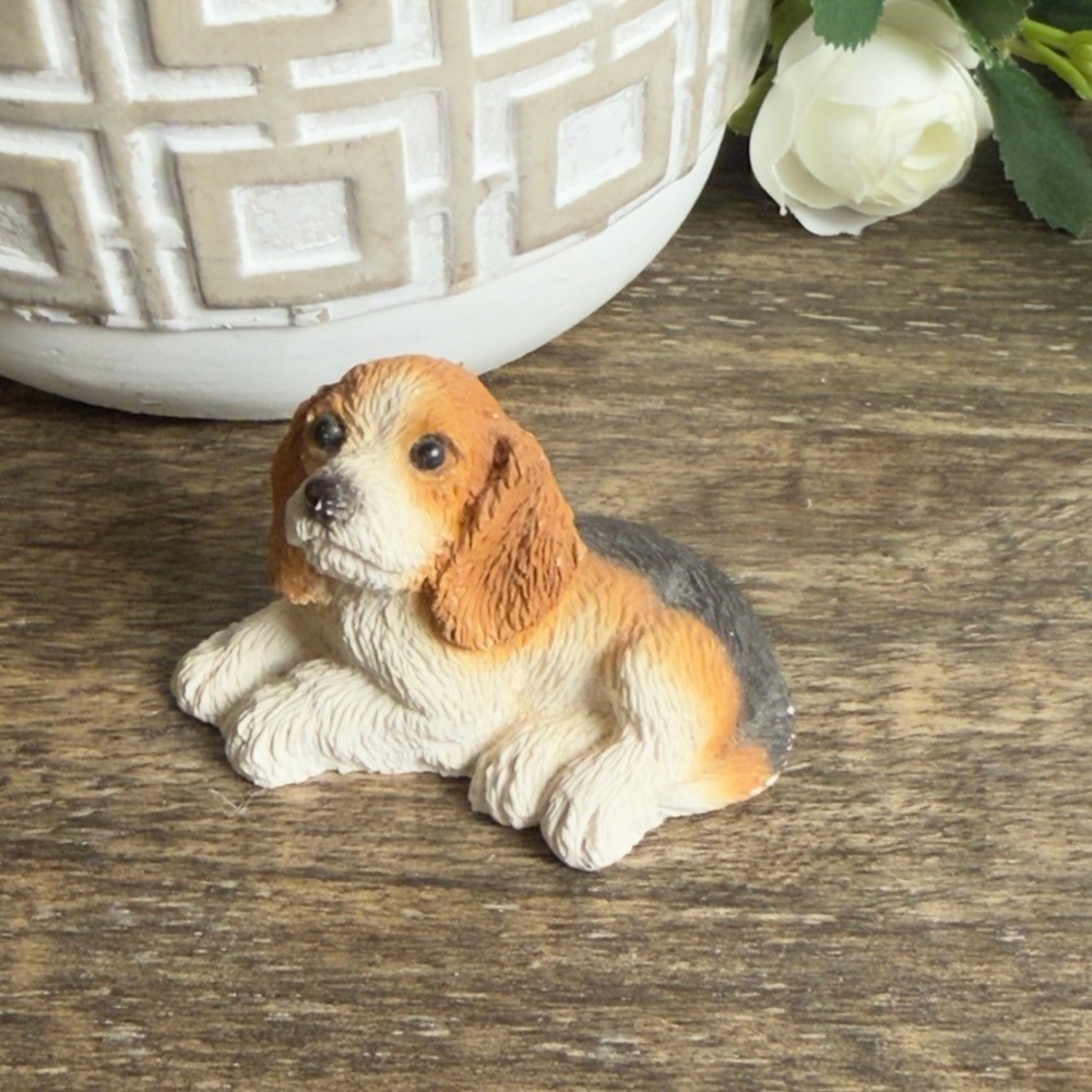 Vintage Stone Critters Littles Beagle Dog Figurine 1988 SCL-027 Brown Black